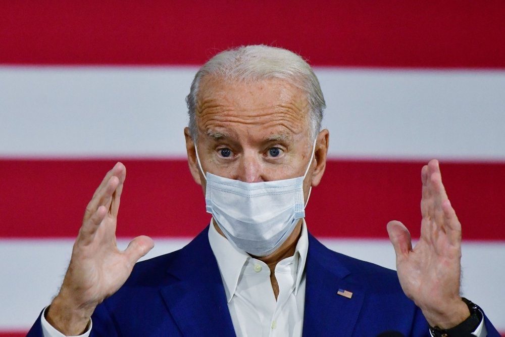 Democratic nominee Joe Biden made an abbreviated campaign visit to Grand Rapids, Michigan in September, wearing a mask.
