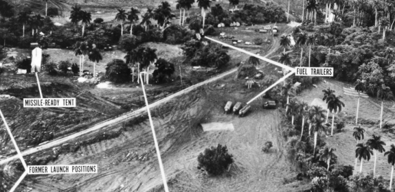 U.S. reconnaissance photograph of Soviet missile sites on Cuba, 1962.